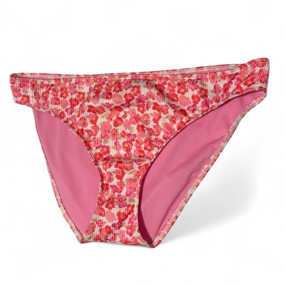 Hollister Co Orange Pink Floral Bikini Bathing Suit Swim Bottom
